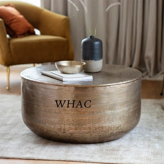 Handmade Westley Metal Center Table | Embossed Metal Round Coffee Table