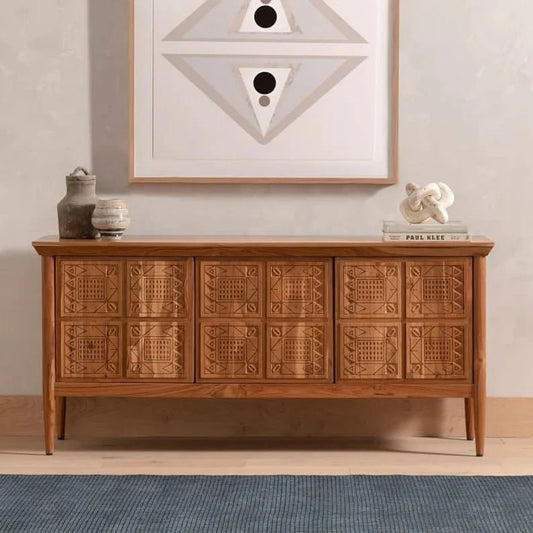 Wood Carving Buffet Table | Hand-carved Wooden Sideboard