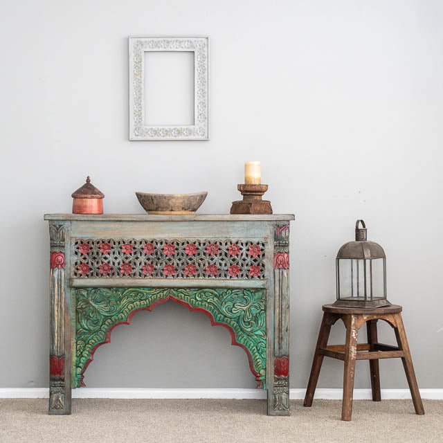 Hand Carved Wooden Indian Console Table | Entryway Table