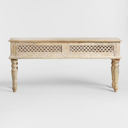 Indian Hand Carved Wooden Console Table | Entryway Table