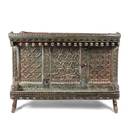 Carved Indian Vintage Dowry Sideboard Damchiya