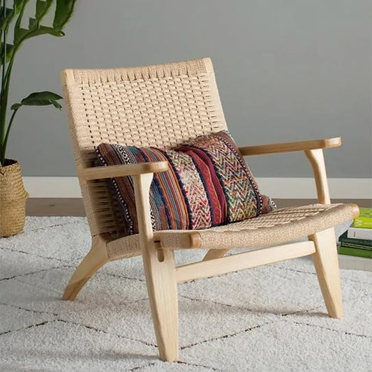 Modern Danish design Coastal Lounge Chair | Japandi Outdoor Patio Lounge Arm Chair by Hans Wegner