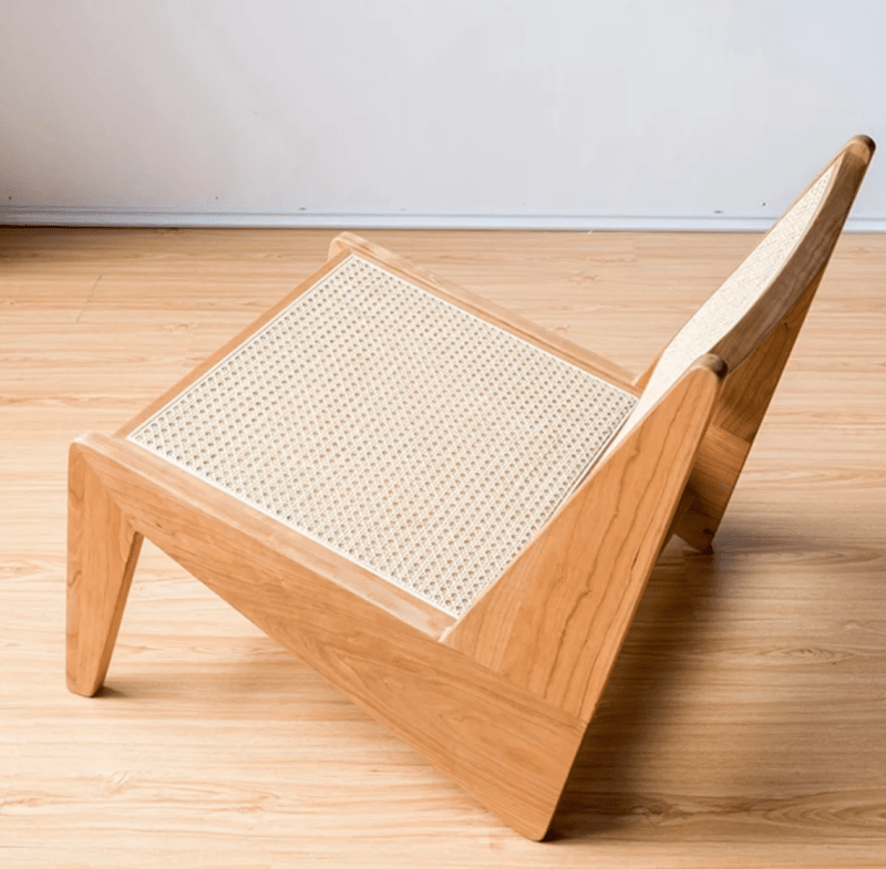 Pierre Jeanneret 1958 Kangaroo chair | Natural Cane Rattan Lounge Slipper Chair