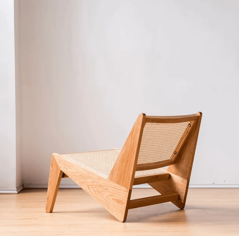 Pierre Jeanneret 1958 Kangaroo chair | Natural Cane Rattan Lounge Slipper Chair