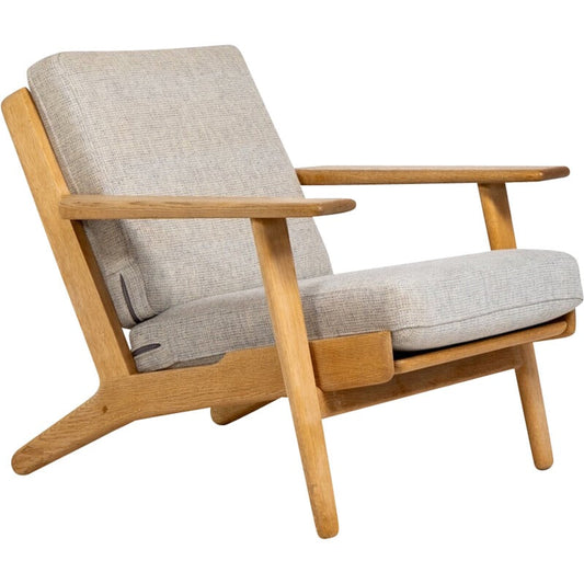 Upholstered Lounge Armchair | Vintage Armchair in Oak by Hans J. Wegner